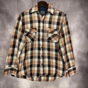 Vintage JC PENNEY The Mens Shop Acrylic Plaid Button Flannel Shacket Size Medium